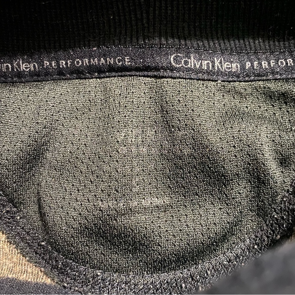 Calvin Klein Performance Black Tan Striped Velour Cowl Neck Sweater - Picture 6 of 7